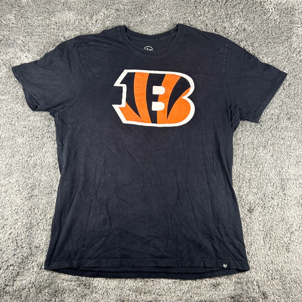 Cincinnati Bengals Shirt Mens XL Black '47 Brand NFL Graphic Tee Short Sleeve